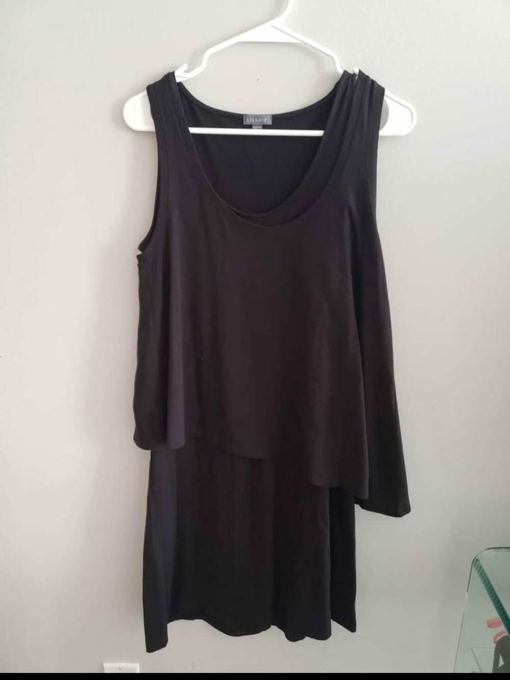 Lilla P Black Asymmetrical Layered Sleeveless Dress
